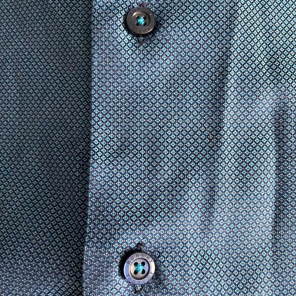 Robert Talbott Tailored Fit Large Blue Diamond Print Long Sleeve Shirt 17 - Picture 5 of 6